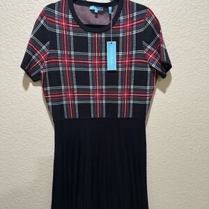 Draper James Red and Black Plaid Sweater Dress NWT